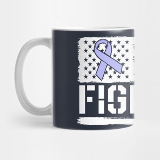 Stomach Cancer Awareness Fighter American Flag Periwinkle Mug